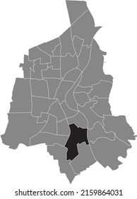 Black flat blank highlighted location map of the 
SALBKE DISTRICT inside gray administrative map of Magdeburg, Germany