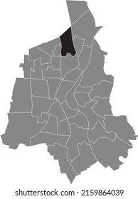 Black flat blank highlighted location map of the 
NEUSTÄDTER SEE DISTRICT inside gray administrative map of Magdeburg, Germany