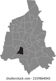Black flat blank highlighted location map of the 
REFORM DISTRICT inside gray administrative map of Magdeburg, Germany