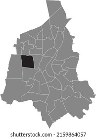 Black flat blank highlighted location map of the 
STADTFELD WEST DISTRICT inside gray administrative map of Magdeburg, Germany