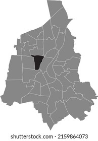 Mapa de ubicación resaltada en blanco plano negro del 
DISTRITO STADTFELD OST dentro del mapa administrativo gris de Magdeburg, Alemania