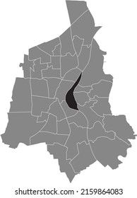 Black flat blank highlighted location map of the 
WERDER DISTRICT inside gray administrative map of Magdeburg, Germany
