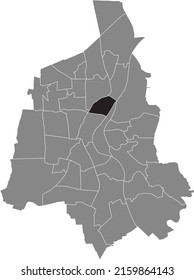 Black flat blank highlighted location map of the 
ALTE NEUSTADT DISTRICT inside gray administrative map of Magdeburg, Germany