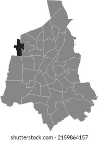 Black flat blank highlighted location map of the 
ALT OLVENSTEDT DISTRICT inside gray administrative map of Magdeburg, Germany