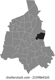 Black flat blank highlighted location map of the 
BERLINER CHAUSSEE DISTRICT inside gray administrative map of Magdeburg, Germany