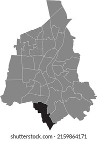 Schwarz-Flachbildschirm-Standortkarte 
BEYENDORF-SOHLEN DISTRIKT INNERHALB der grauen Stadtkarte von Magdeburg, Deutschland