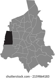 Black flat blank highlighted location map of the 
DIESDORF DISTRICT inside gray administrative map of Magdeburg, Germany