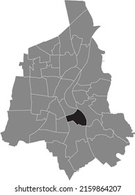 Mapa de ubicación resaltada en blanco plano negro del 
DISTRITO FERMERSLEBEN dentro del mapa administrativo gris de Magdeburg, Alemania