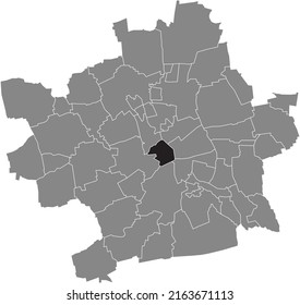 Black flat blank highlighted location map of the 
ALTSTADT DISTRICT inside gray administrative map of Erfurt, Germany