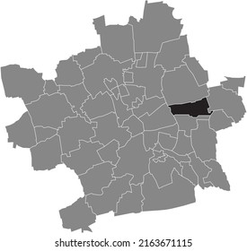 Black flat blank highlighted location map of the 
AZMANNSDORF DISTRICT inside gray administrative map of Erfurt, Germany