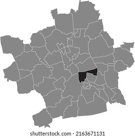 Black flat blank highlighted location map of the 
DABERSTEDT DISTRICT inside gray administrative map of Erfurt, Germany