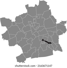 Black flat blank highlighted location map of the 
HERRENBERG DISTRICT inside gray administrative map of Erfurt, Germany