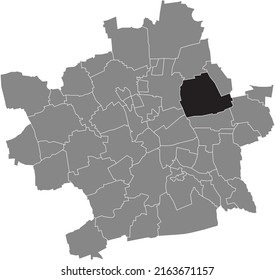 Black flat blank highlighted location map of the 
KERSPLEBEN DISTRICT inside gray administrative map of Erfurt, Germany