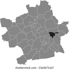 Black flat blank highlighted location map of the 
LINDERBACH DISTRICT inside gray administrative map of Erfurt, Germany