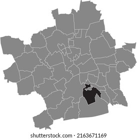 Schwarz-Flachbildschirm-Standortkarte 
MELCHENDORF DISTRICT in grauer Verwaltungskarte von Erfurt, Deutschland