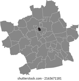 Schwarz-Flachbildschirm-Standortkarte 
RIETH DISTRICT in grauer Verwaltungskarte von Erfurt, Deutschland