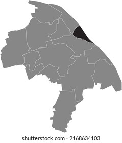 Black flat blank highlighted location map of the 
ALTSTADT DISTRICT inside gray administrative map of Mainz, Germany
