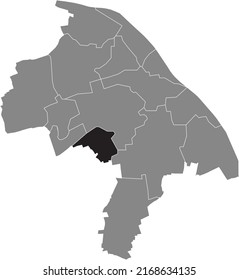 Mapa de ubicación resaltada en blanco plano negro del 
DISTRITO MARIENBORN dentro del mapa administrativo gris de Mainz, Alemania