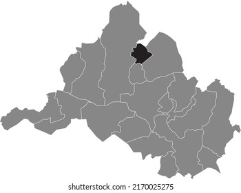 Black flat blank highlighted location map of the 
HERRENSOHR DISTRICT inside gray administrative map of Saarbrucken, Germany