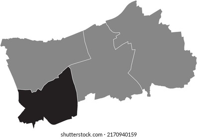 Black flat blank highlighted location map of the 
EICKEL DISTRICT inside gray administrative map of Herne, Germany