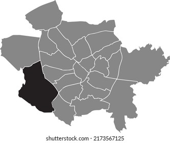 Black flat blank highlighted location map of the 
HELLERN DISTRICT inside gray administrative map of Osnabrück, Germany