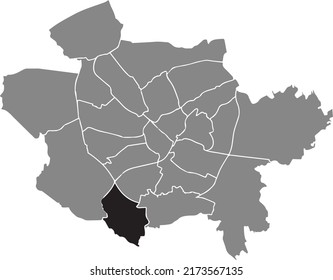 Black flat blank highlighted location map of the 
SUTTHAUSEN DISTRICT inside gray administrative map of Osnabrück, Germany