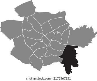 Black flat blank highlighted location map of the 
VOXTRUP DISTRICT inside gray administrative map of Osnabrück, Germany