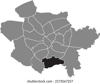 Black flat blank highlighted location map of the 
VOXTRUP DISTRICT inside gray administrative map of Osnabrück, Germany