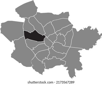 Black flat blank highlighted location map of the 
WESTERBERG DISTRICT inside gray administrative map of Osnabrück, Germany