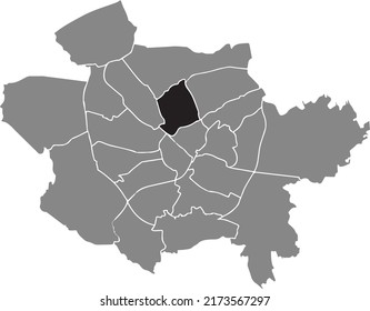 Black flat blank highlighted location map of the 
SONNENHÜGEL DISTRICT inside gray administrative map of Osnabrück, Germany