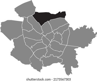 Black flat blank highlighted location map of the 
HASTE DISTRICT inside gray administrative map of Osnabrück, Germany