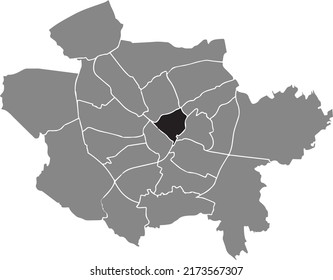 Black flat blank highlighted location map of the 
GARTLAGE DISTRICT inside gray administrative map of Osnabrück, Germany