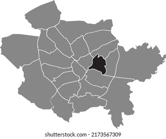 Black flat blank highlighted location map of the 
SCHINKEL DISTRICT inside gray administrative map of Osnabrück, Germany