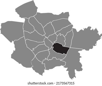 Black flat blank highlighted location map of the 
FLEDDER DISTRICT inside gray administrative map of Osnabrück, Germany