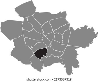 Mapa de ubicación resaltada en blanco plano negro del 
DISTRITO KALKHÜGEL dentro del mapa administrativo gris de Osnabrück, Alemania