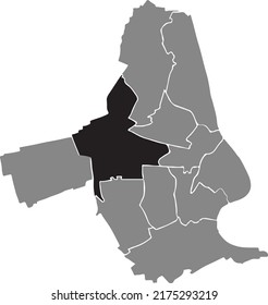 Mapa de ubicación resaltada en blanco plano negro del 
DISTRITO OGGERSHEIM dentro del mapa administrativo gris de Ludwigshafen am Rhein, Alemania