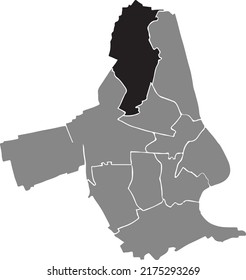 Mapa de ubicación resaltada en blanco plano negro del 
DISTRITO OPPAU dentro del mapa administrativo gris de Ludwigshafen am Rhein, Alemania