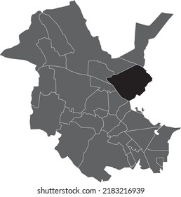 Mapa de ubicación resaltada en blanco plano negro del 
DISTRITO SACROW dentro del mapa administrativo gris de Potsdam, Alemania