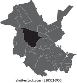 Black flat blank highlighted location map of the 
BORNIM DISTRICT inside gray administrative map of Potsdam, Germany