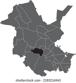 Black flat blank highlighted location map of the 
BRANDENBURGER VORSTADT DISTRICT inside gray administrative map of Potsdam, Germany