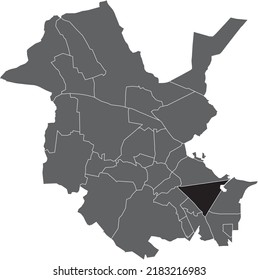 Mapa de ubicación resaltada en blanco plano negro del 
DISTRITO BABELSBERG SÜD dentro del mapa administrativo gris de Potsdam, Alemania