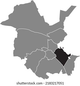 Black flat blank highlighted location map of the 
BABELSBERG BOROUGH inside gray administrative map of Potsdam, Germany