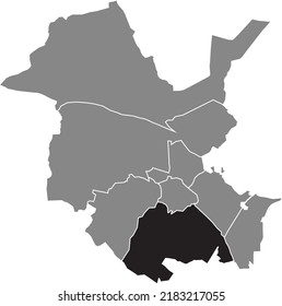 Black flat blank highlighted location map of the 
POTSDAM SÜD BOROUGH inside gray administrative map of Potsdam, Germany
