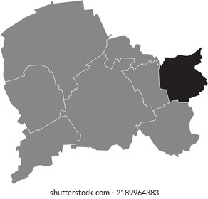 Black flat blank highlighted location map of the 
NEUENBEKEN DISTRICT inside gray administrative map of Paderborn, Germany