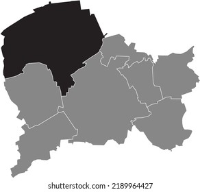 Mapa de ubicación resaltada en blanco plano negro del 
SCHLOSS NEUHAUS - DISTRITO SANDE dentro del mapa administrativo gris de Paderborn, Alemania
