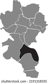 Black flat blank highlighted location map of the 
HEIDINGSFELD DISTRICT inside gray administrative map of Würzburg, Germany