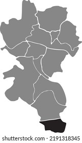 Black flat blank highlighted location map of the 
LENGFELD DISTRICT inside gray administrative map of Würzburg, Germany
