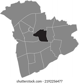 Black flat blank highlighted location map of the 
HILLEN DISTRICT inside gray administrative map of Recklinghausen, Germany