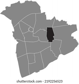 Mapa de ubicación resaltada en blanco plano negro del 
DISTRITO BERGHAUSEN dentro del mapa administrativo gris de Recklinghausen, Alemania