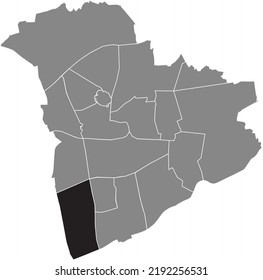 Black flat blank highlighted location map of the 
HOCHLARMARK DISTRICT inside gray administrative map of Recklinghausen, Germany